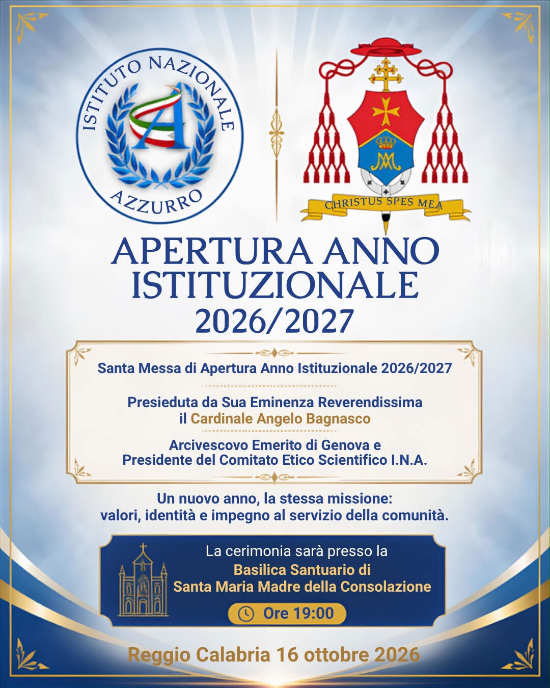 images Reggio si conferma centro di spiritualità e istituzioni: al via l’Anno Istituzionale dell’Istituto Nazionale Azzurro