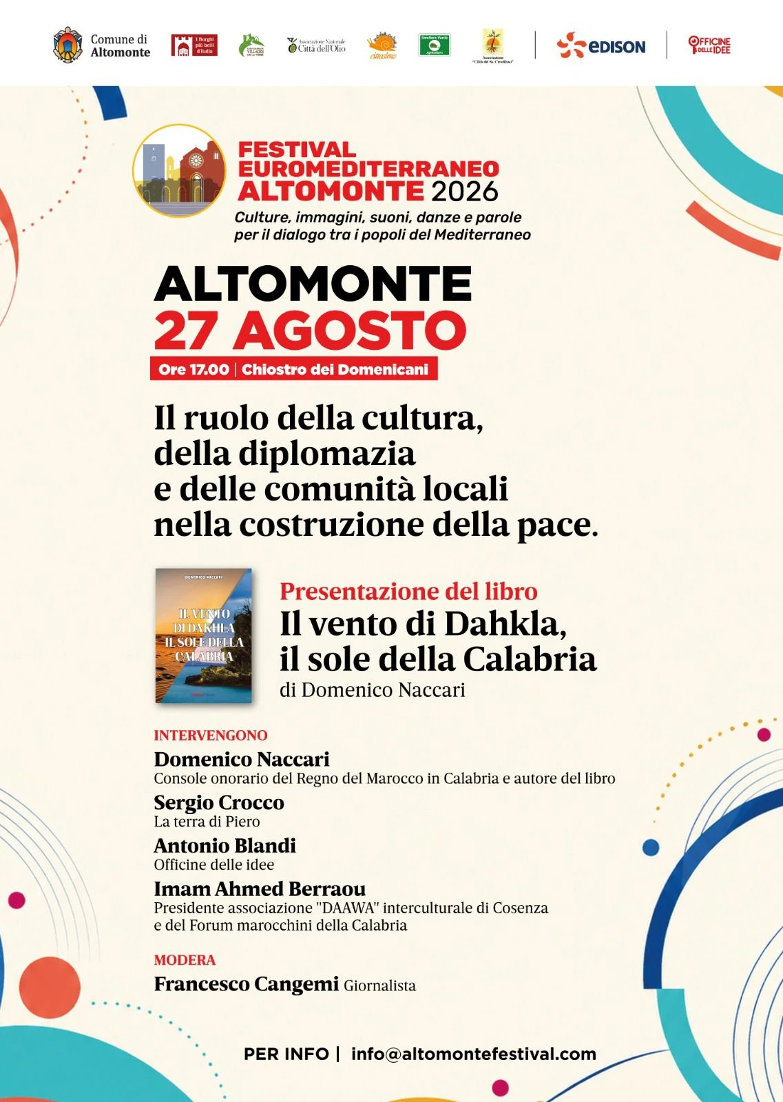 Altomonte, al Festival Euromediterraneo il convegno sul ruolo della cultura, della diplomazia e delle comunità locali 