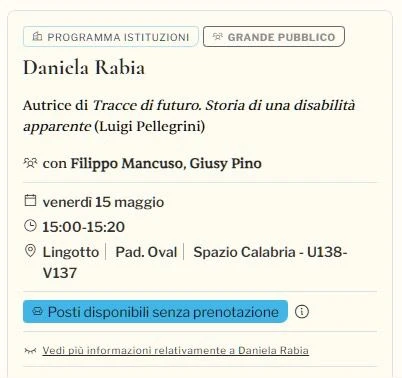Salone del Libro di Torino, ci sarà anche Daniela Rabia