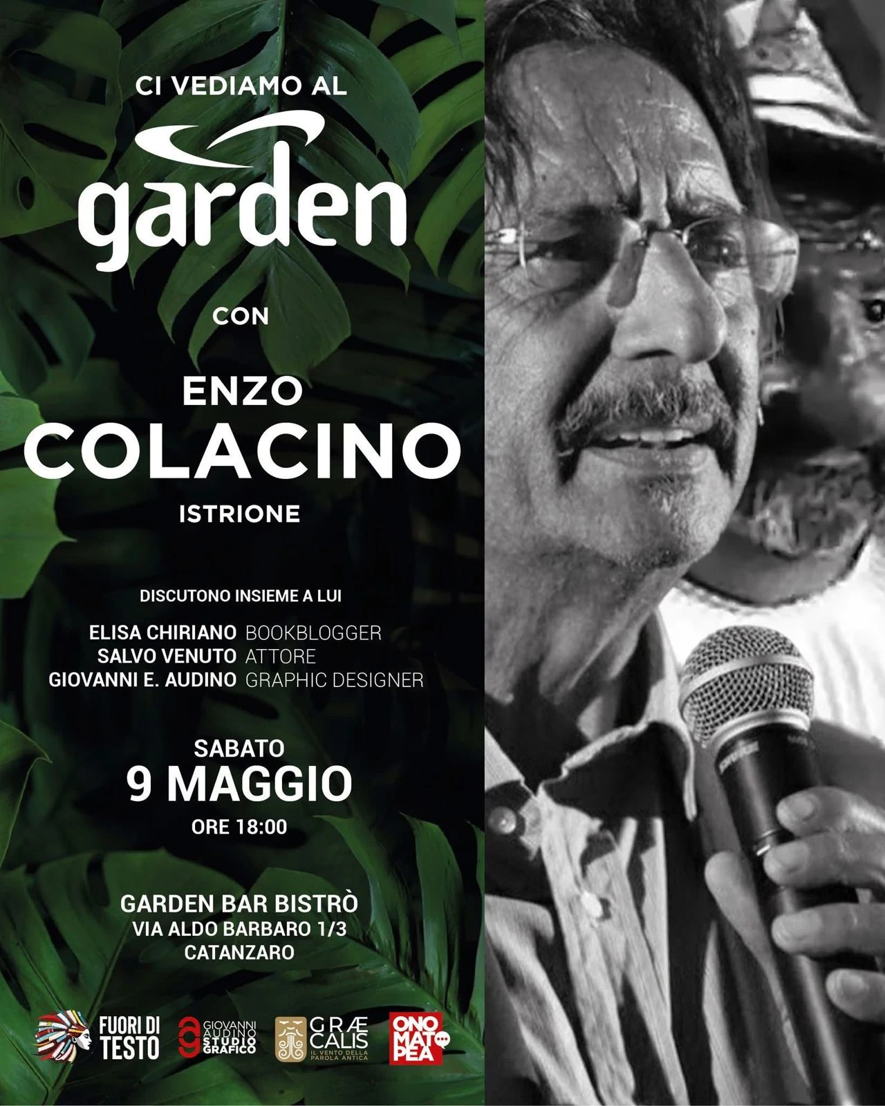 “Ci vediamo al Garden”: Enzo Colacino protagonista del secondo appuntamento tra teatro e identità catanzarese

