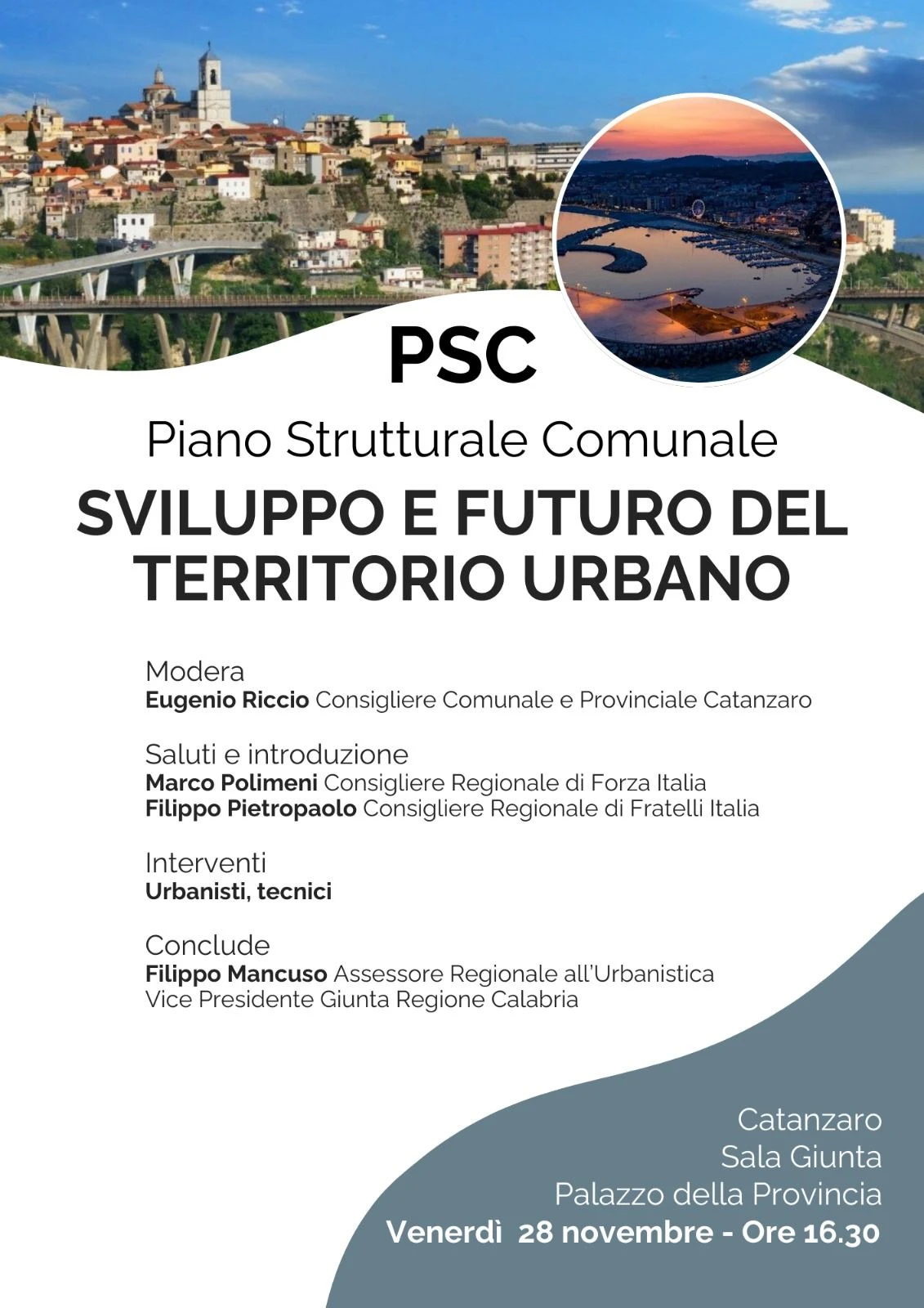 Catanzaro, Riccio: "Venerdì 28 novembre a confronto sul tema Psc sviluppo e futuro del territorio urbano"