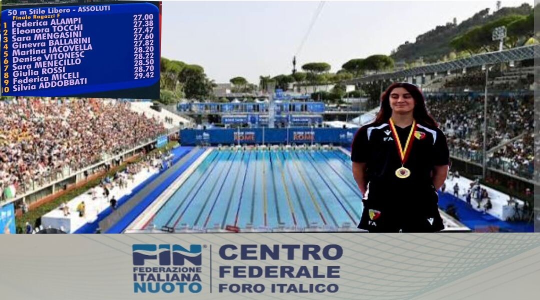 images Federica Alampi, nuotatrice  della società Calabria Swim Race di Catanzaro, sul podio al Foro Italico