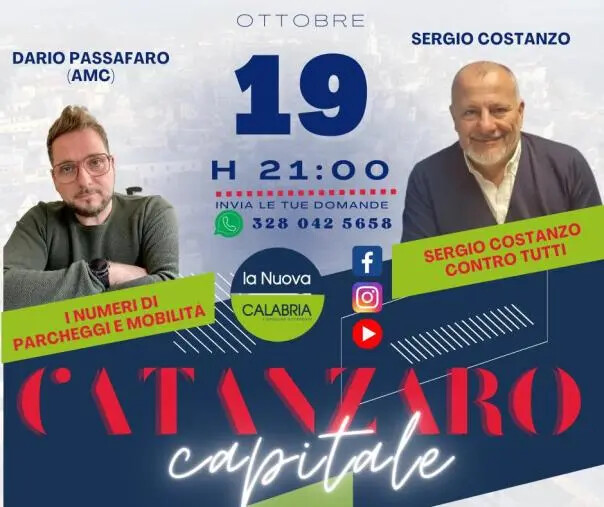 images Catanzaro Capitale, la verità dell'Amc su parcheggi e mobilità e 'Costanzo contro tutti': oggi alle 21 la nuova puntata