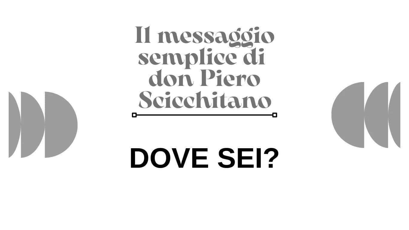 Il messaggio semplice di don Piero Scicchitano: "Dove sei?"