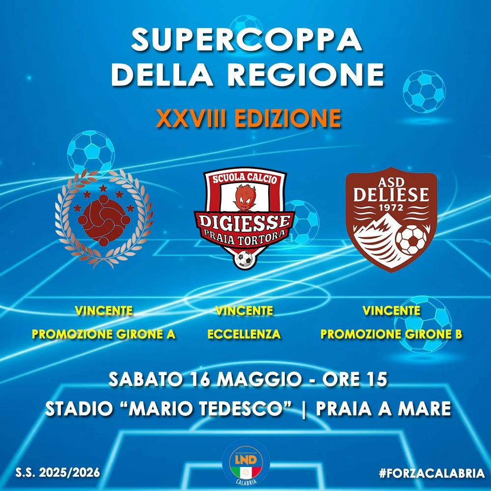 Calcio, Supercoppa della Regione: l’edizione numero XXVIII in palio tra Digiesse PraiaTortora, Morrone e Deliese
