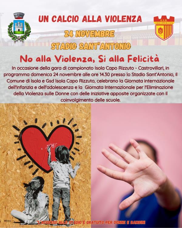 "Un Calcio alla Violenza": ad Isola Capo Rizzuto squadra e Comune insieme per sensibilizzare images "Un Calcio alla Violenza": ad Isola Capo Rizzuto squadra e Comune insieme per sensibilizzare