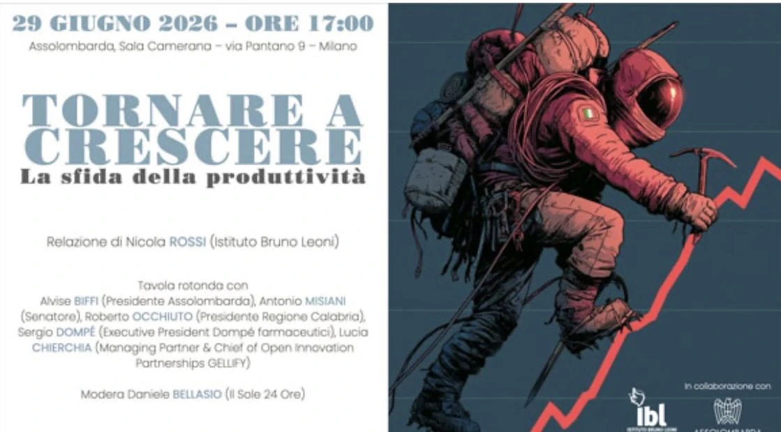 Occhiuto domani a Milano per un confronto su crescita e produttività promosso da IBL e Assolombarda