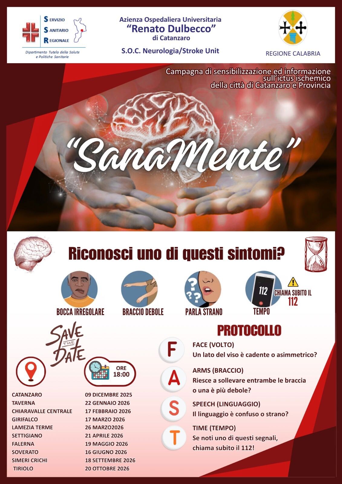 images "SanaMente”: il 28 novembre al via la campagna di sensibilizzazione sullo Stroke ischemico dell'Aou Dulbecco