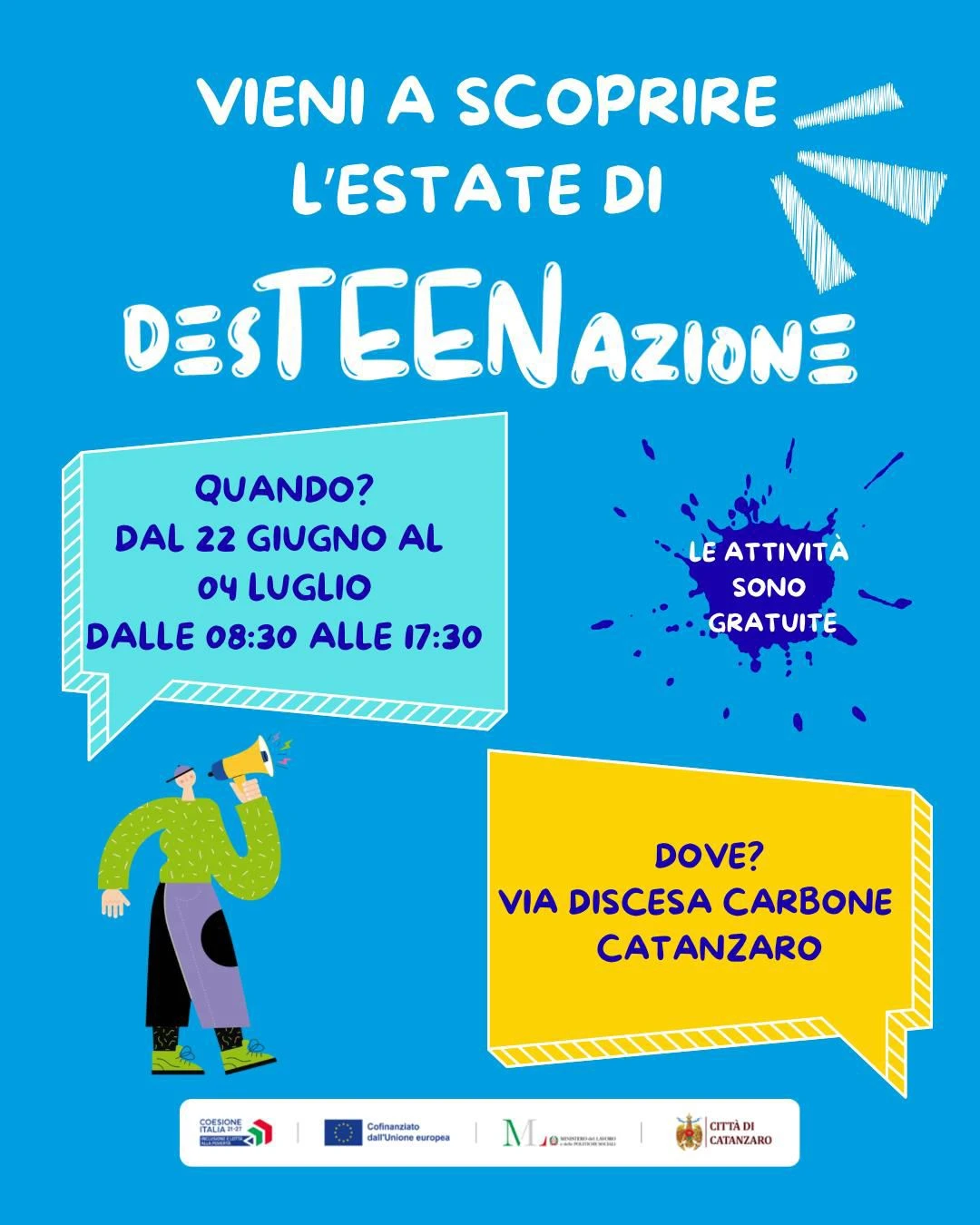 Al via il Campus DesTEENazione Catanzaro: due settimane di crescita, divertimento e partecipazione per ragazzi e ragazze dagli 11 ai 14 anni 