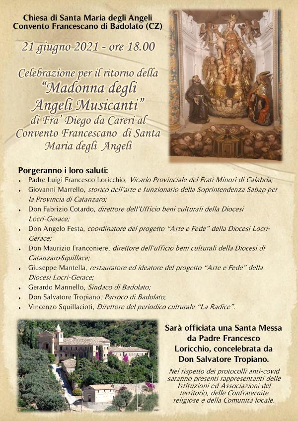 Badolato. Sarà celebrato lunedì il ritorno della "Madonna degli angeli musicanti" di Frà Diego Careri images Badolato. Sarà celebrato lunedì il ritorno della "Madonna degli angeli musicanti" di Frà Diego Careri