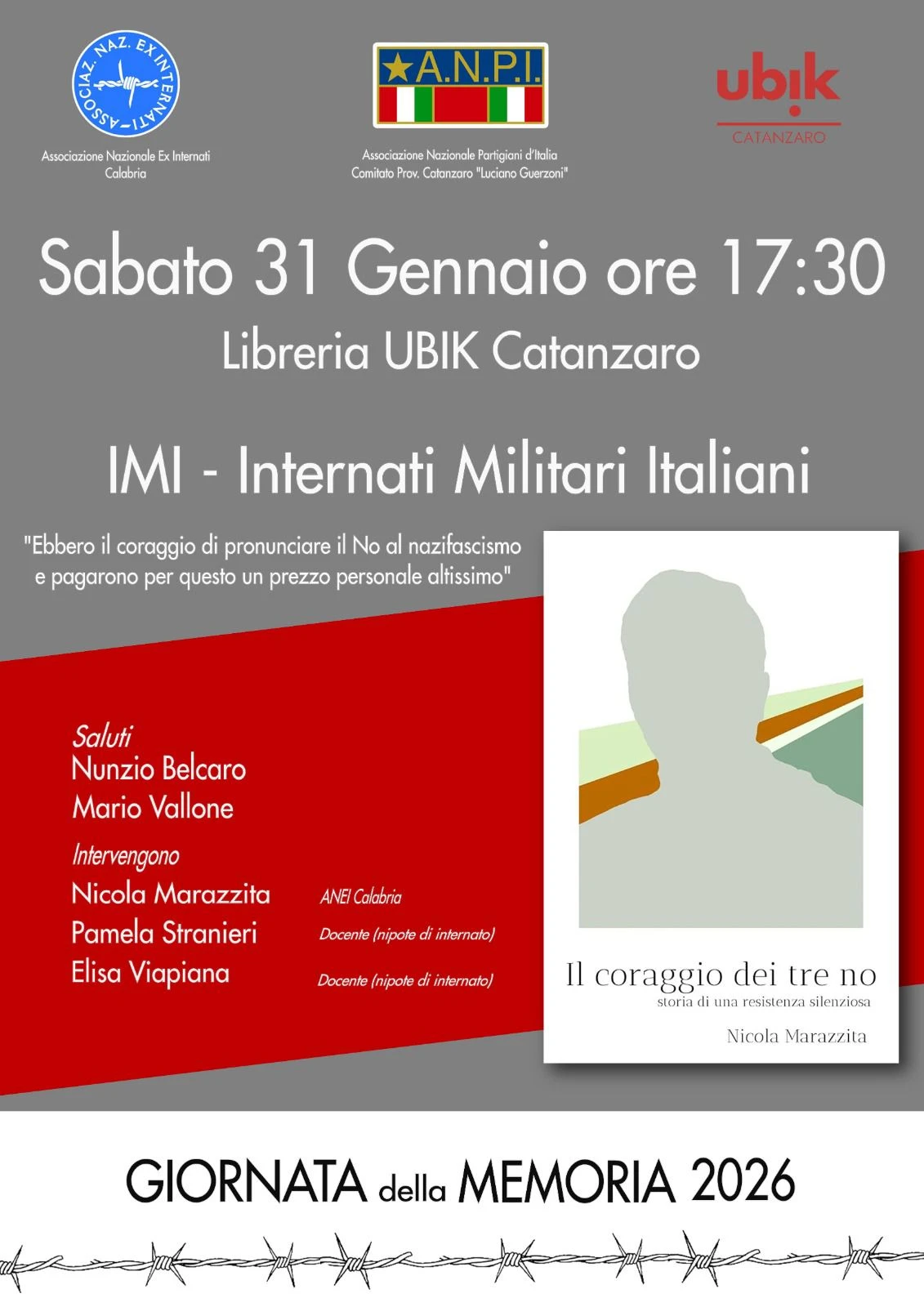 L'Anpi Catanzaro celebra la giornata della Memoria con la presentazione del libro “Il coraggio dei tre no”