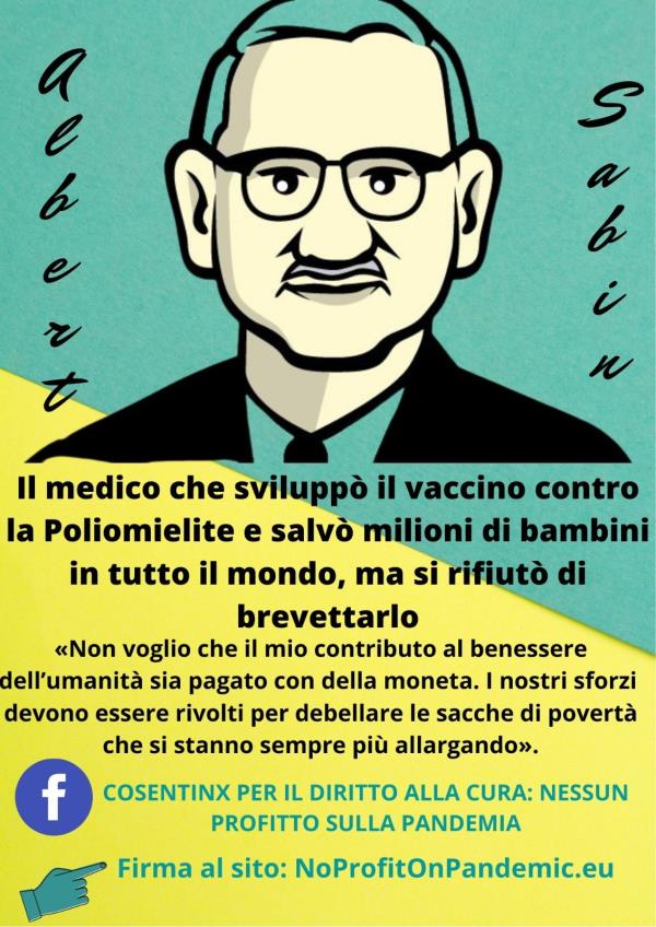 Cosenza. Vaccini, domani il primo "Sabin day" per la moratoria sui brevetti images Cosenza. Vaccini, domani il primo "Sabin day" per la moratoria sui brevetti