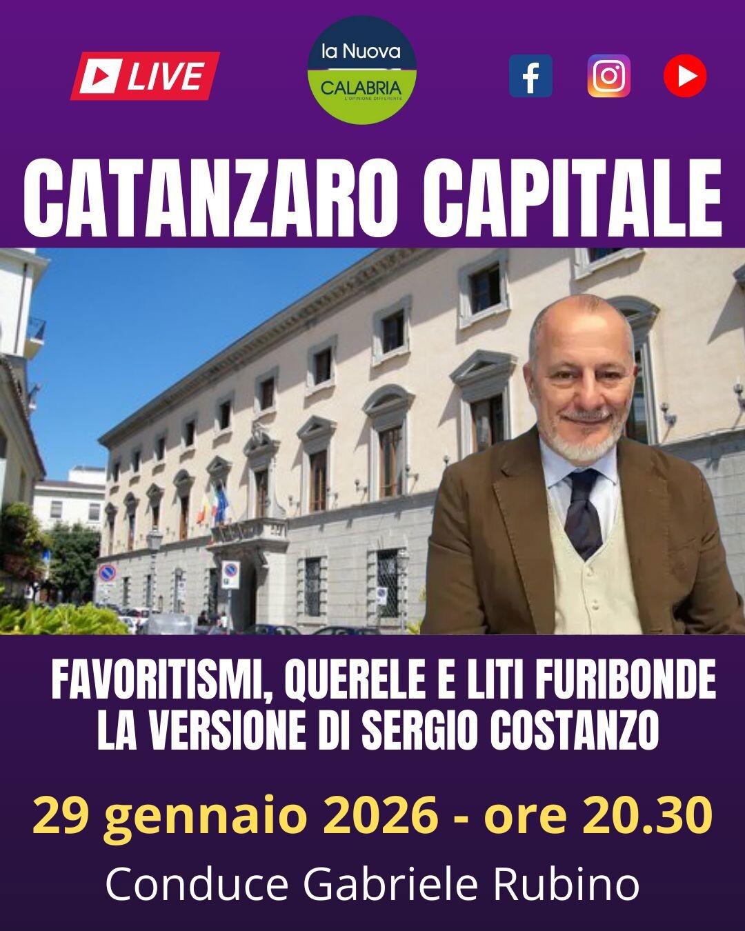 Catanzaro Capitale, tensioni sulle politiche sociali fra denunce e querele: ospite Sergio Costanzo (DIRETTA ALLE 20.30) images Catanzaro Capitale, tensioni sulle politiche sociali fra denunce e querele: ospite Sergio Costanzo (DIRETTA ALLE 20.30)