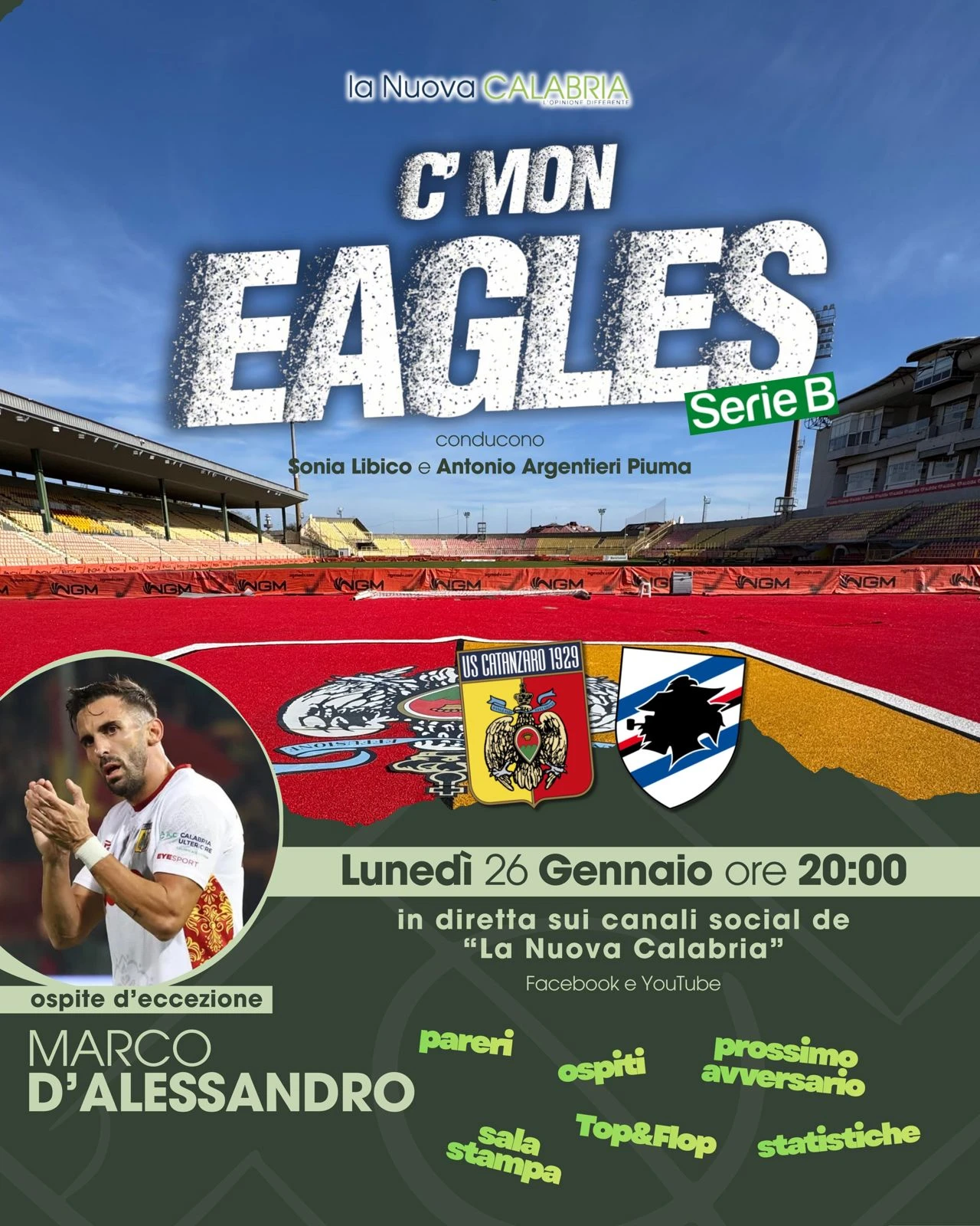 Post partita Catanzaro-Sampdoria: ospite Marco D'Alessandro