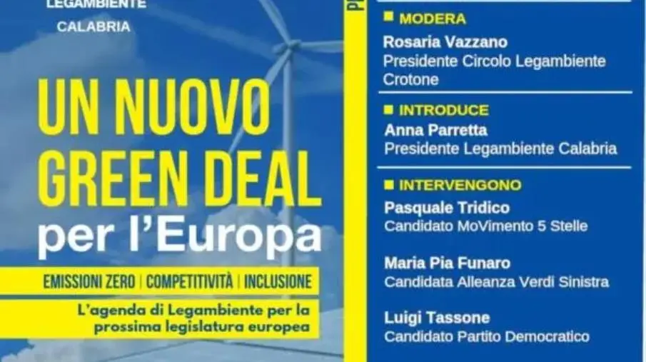 “Un nuovo Green Deal per l’Europa”, confronto di Legambiente Calabria con i candidati alle elezioni europee images “Un nuovo Green Deal per l’Europa”, confronto di Legambiente Calabria con i candidati alle elezioni europee