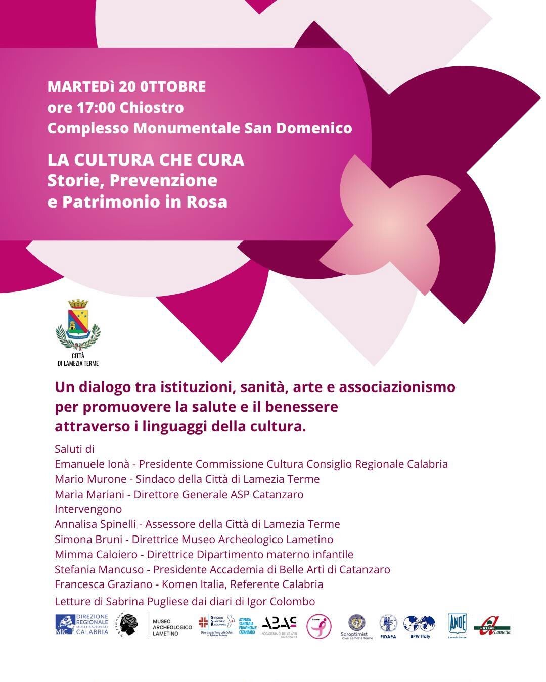 images "La Cultura che Cura", a Lamezia il Welfare Culturale protagonista di "Ottobre Rosa" per la prevenzione e la salute delle donne