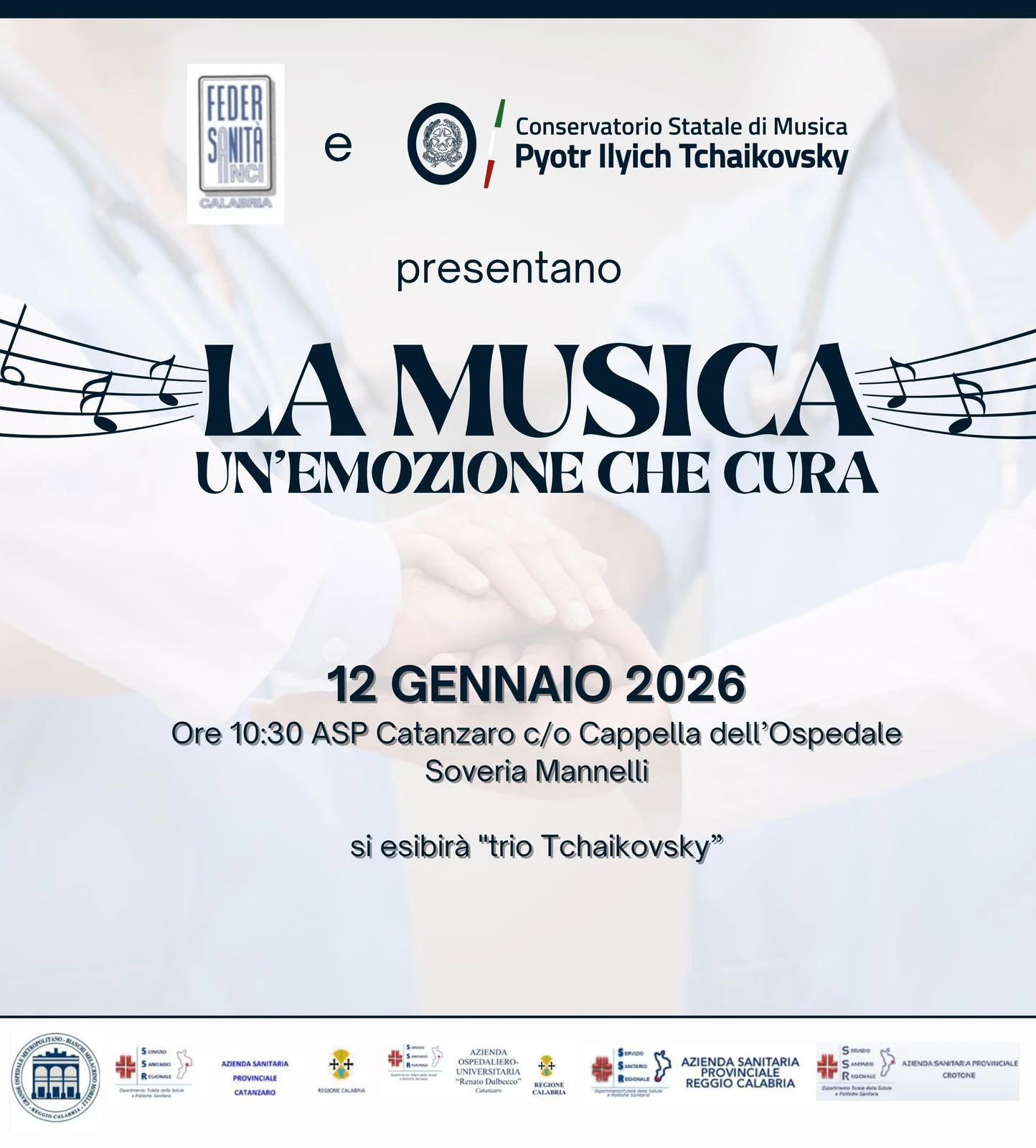 “La musica, un’emozione che cura”: le note del Trio Tchaikovsky arrivano all’Ospedale di Soveria Mannelli