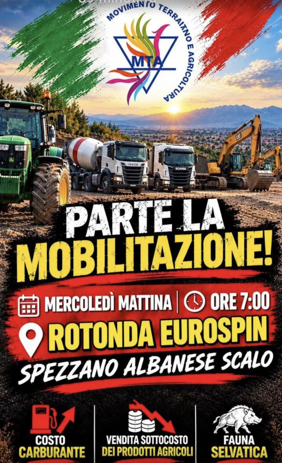 A Spezzano Albanese al via la mobilitazione del MTA per difendere il comparto agricolo 