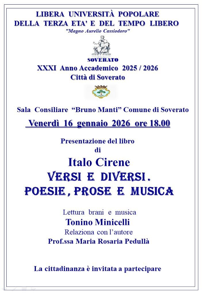images Soverato, Italo Cirene presenta "Versi e diversi. Poesie, prosa e musica"