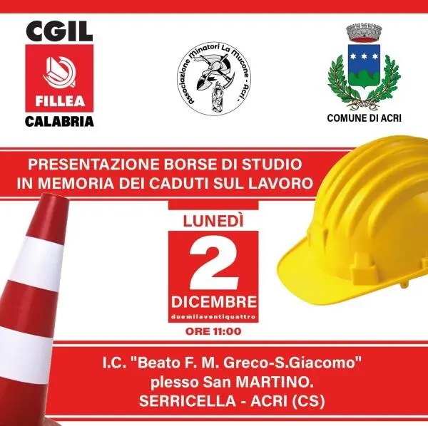 La Fillea Cgil Calabria presenta il bando borse di studio dedicate al ricordo delle vittime sul lavoro  images La Fillea Cgil Calabria presenta il bando borse di studio dedicate al ricordo delle vittime sul lavoro