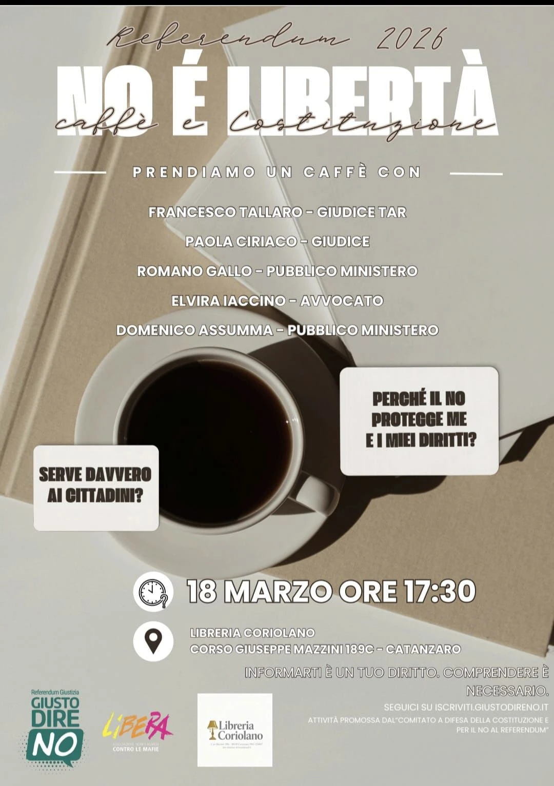 Referendum Giustizia, incontro a più voci alla Liberia Coriolano