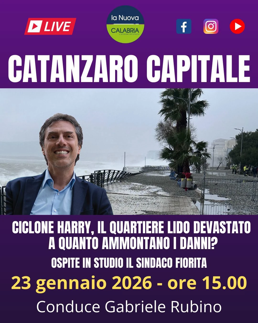 Catanzaro Capitale, la conta dei danni del ciclone: ospiti Fiorita e Furrer (DIRETTA ALLE 15)