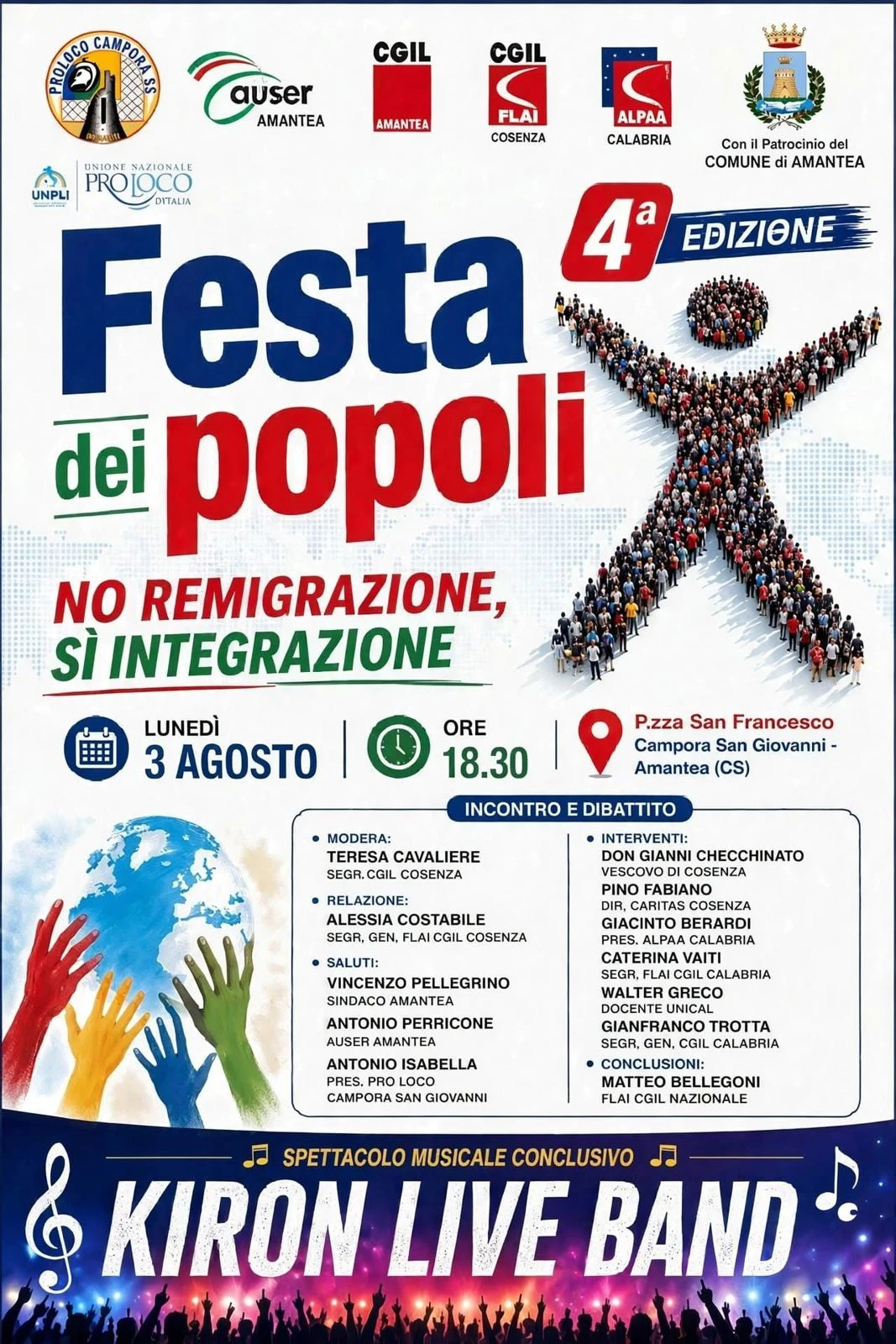 "Festa dei Popoli", ad Amantea la quarta edizione dedicata al tema dell'integrazione e dell'accoglienza
 
