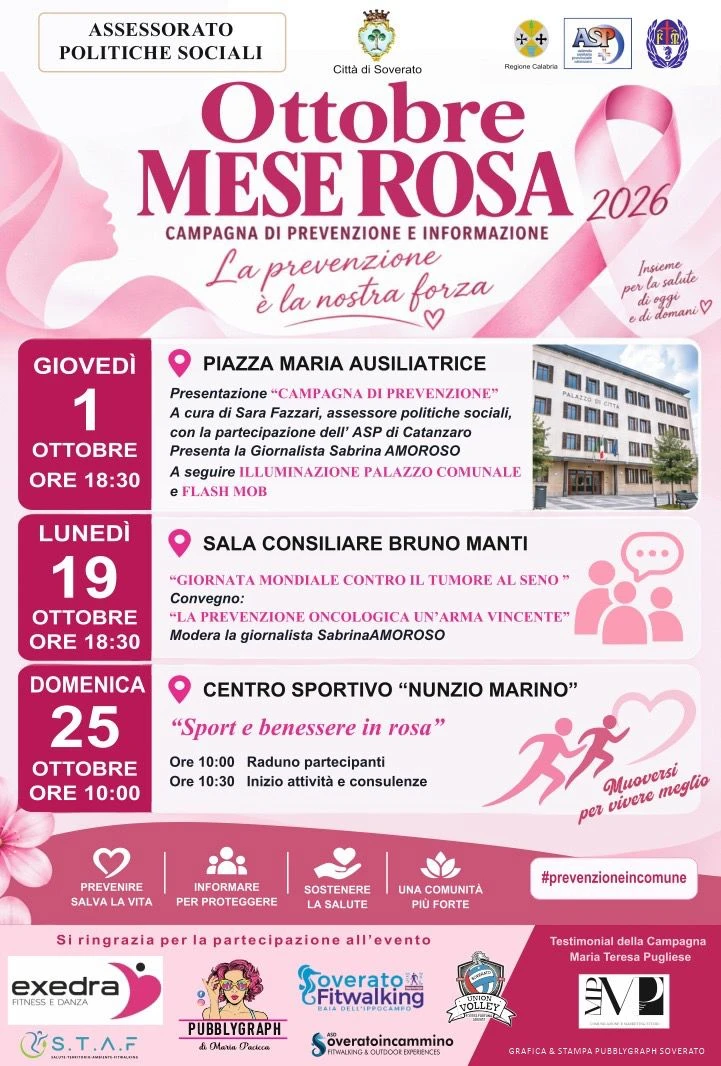 A Soverato al via "Prevenzione in Comune": screening, informazione e corretti stili di vita al centro del progetto