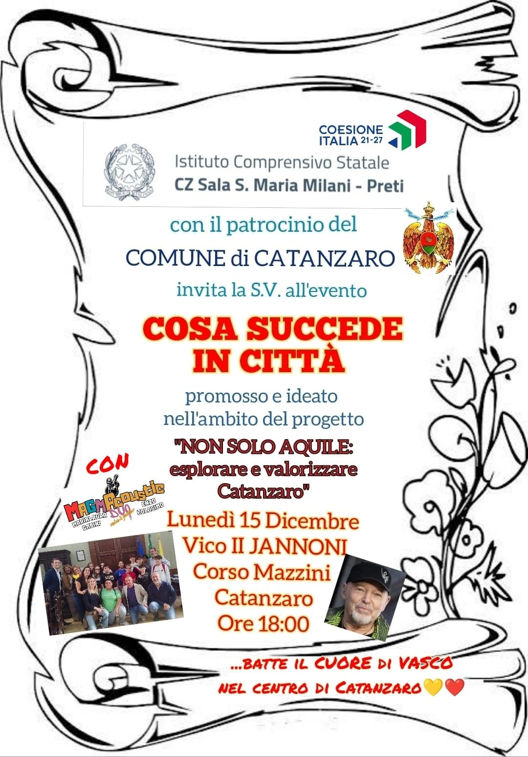 Il cuore di Vasco Rossi batte nel centro di Catanzaro grazie agli studenti dell’I.C. Milani-Preti (VIDEO)