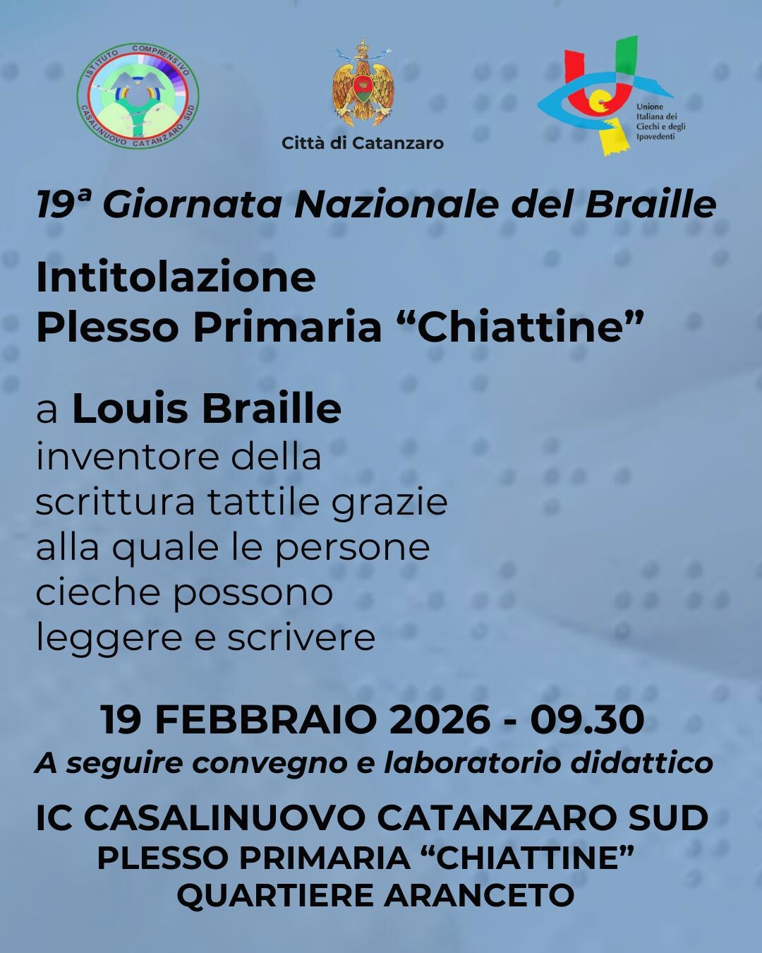 images Catanzaro, il plesso primaria “Chiattine” intitolato a Louis Braille in occasione della Giornata Nazionale del Braille&nbsp;