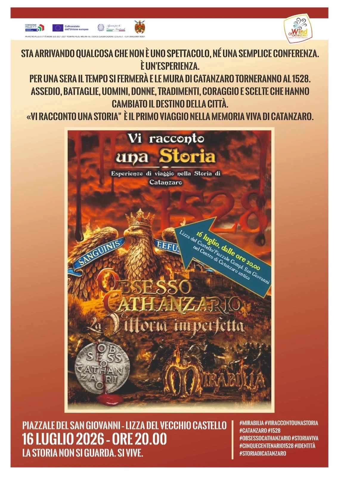 Catanzaro, il 16 luglio Mirabilia racconta l’assedio del 1528 per “The Wind of CZ”