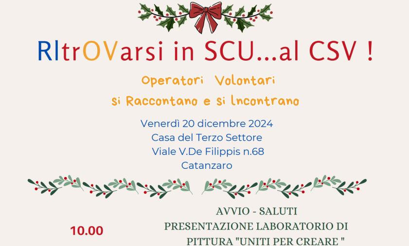 images "Ritrovarsi in SCU...al CSV", l'evento alla Casa del Terzo Settore il 20 dicembre
