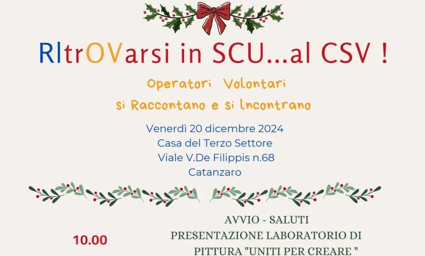 images "Ritrovarsi in SCU...al CSV", l'evento alla Casa del Terzo Settore il 20 dicembre
