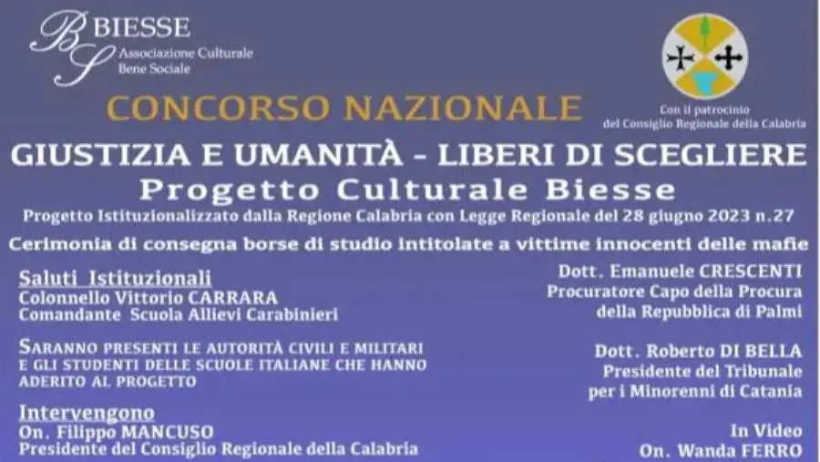 Progetto Biesse Giustizia e Umanità Liberi di Scegliere, a Reggio la consegna delle borse di studio  images Progetto Biesse Giustizia e Umanità Liberi di Scegliere, a Reggio la consegna delle borse di studio