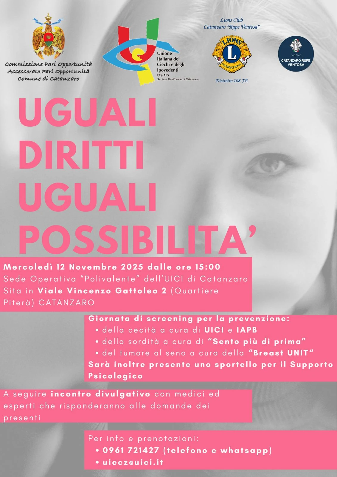 A Catanzaro il 12 novembre una giornata di prevenzione e tutela della salute femminile con gli screening gratuiti 