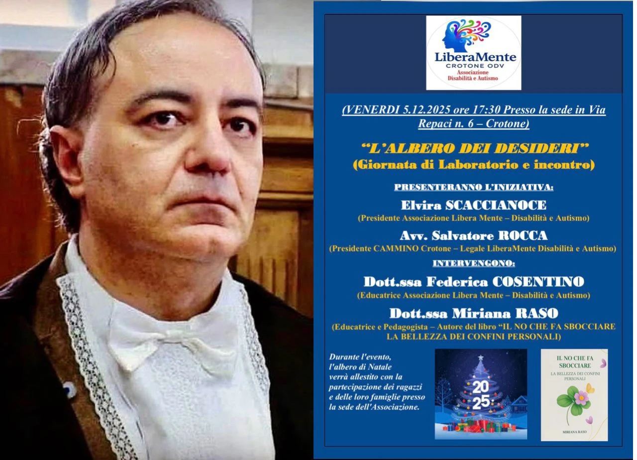 Crotone, l'avvocato Rocca presenta “L’Albero dei Desideri”: una giornata per coltivare sogni, autonomia e legami familiari
