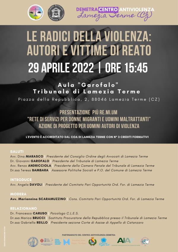 Le radici della violenza: autori e vittime di reato, il convegno a Lamezia  images Le radici della violenza: autori e vittime di reato, il convegno a Lamezia
