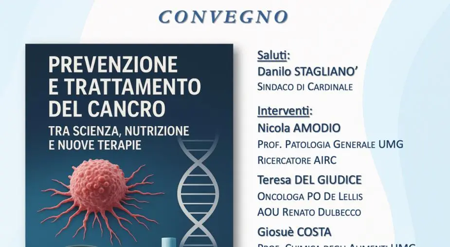 “Prevenzione e trattamento del cancro”: a Cardinale il convegno patrocinato da Umg e AIRC images “Prevenzione e trattamento del cancro”: a Cardinale il convegno patrocinato da Umg e AIRC