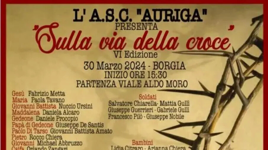images Passione, arte, devozione, impegno civile: sabato a Borgia “Sulla via della Croce”