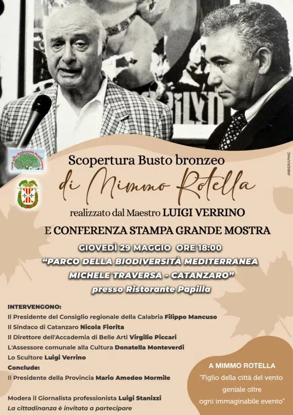 images Giovedì la presentazione del busto bronzeo di Mimmo Rotella al Parco della Biodiversità