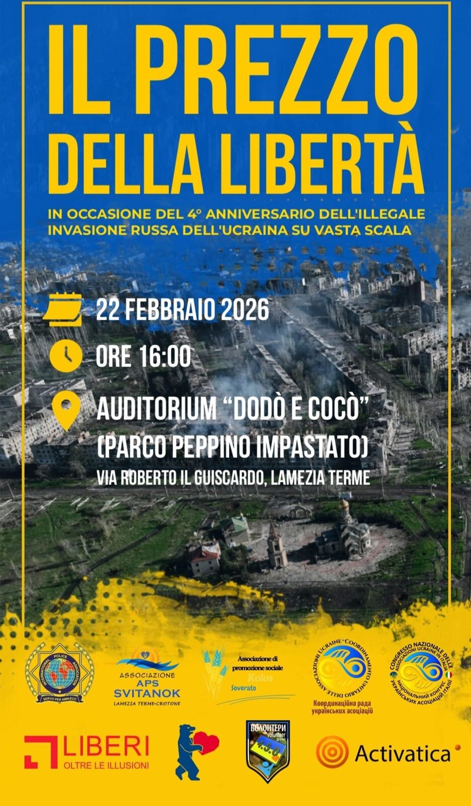 images "Il Prezzo della Libertà”: a Lamezia testimonianze e solidarietà per il IV anniversario dell’invasione dell’Ucraina
