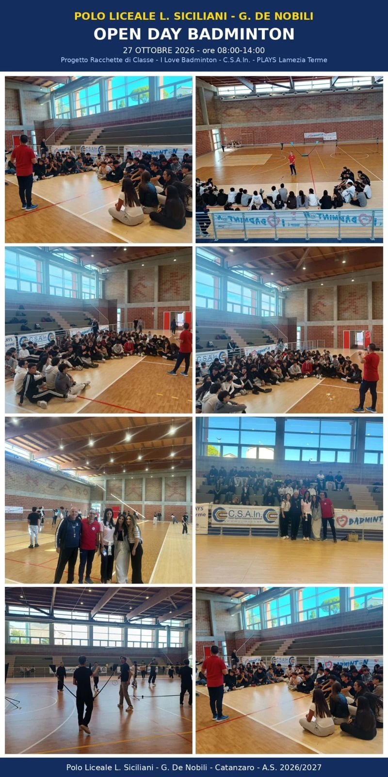 Al Polo Liceale "Siciliani - De Nobili" di Catanzaro  lo sport protagonista con l’Open Day di Badminton