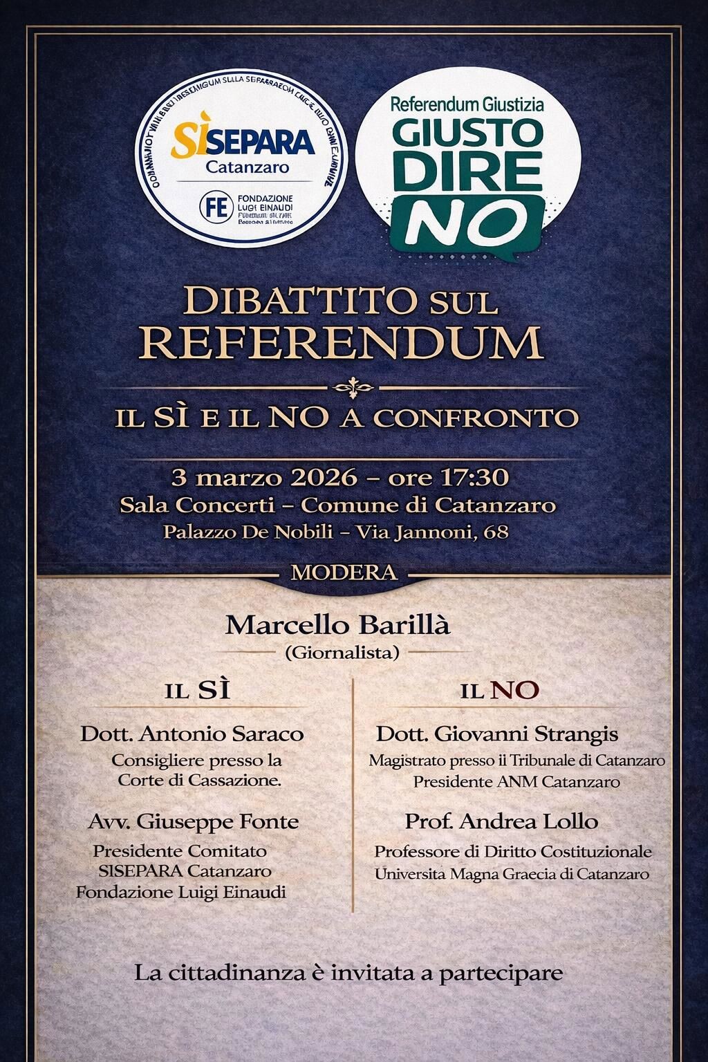 Referendum giustizia, il 3 marzo a Catanzaro confronto tra il sì e il no images Referendum giustizia, il 3 marzo a Catanzaro confronto tra il sì e il no