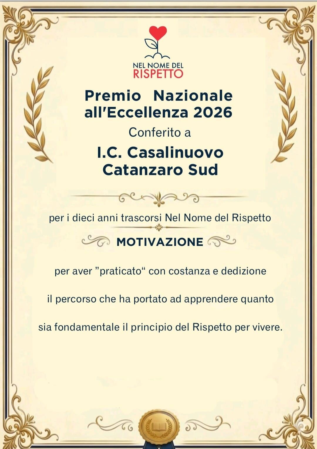 images Dieci anni nel segno del rispetto: l'Istituto 'Casalinuovo' di Catanzaro premiato al Concorso nazionale 
