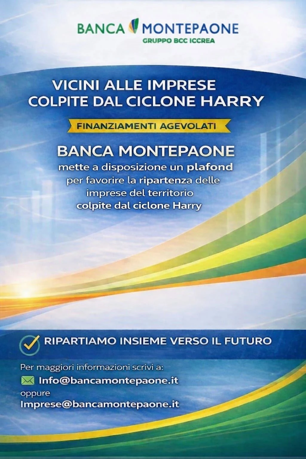 Ciclone Harry, l’azione della Banca di Montepaone per le imprese in difficoltà 