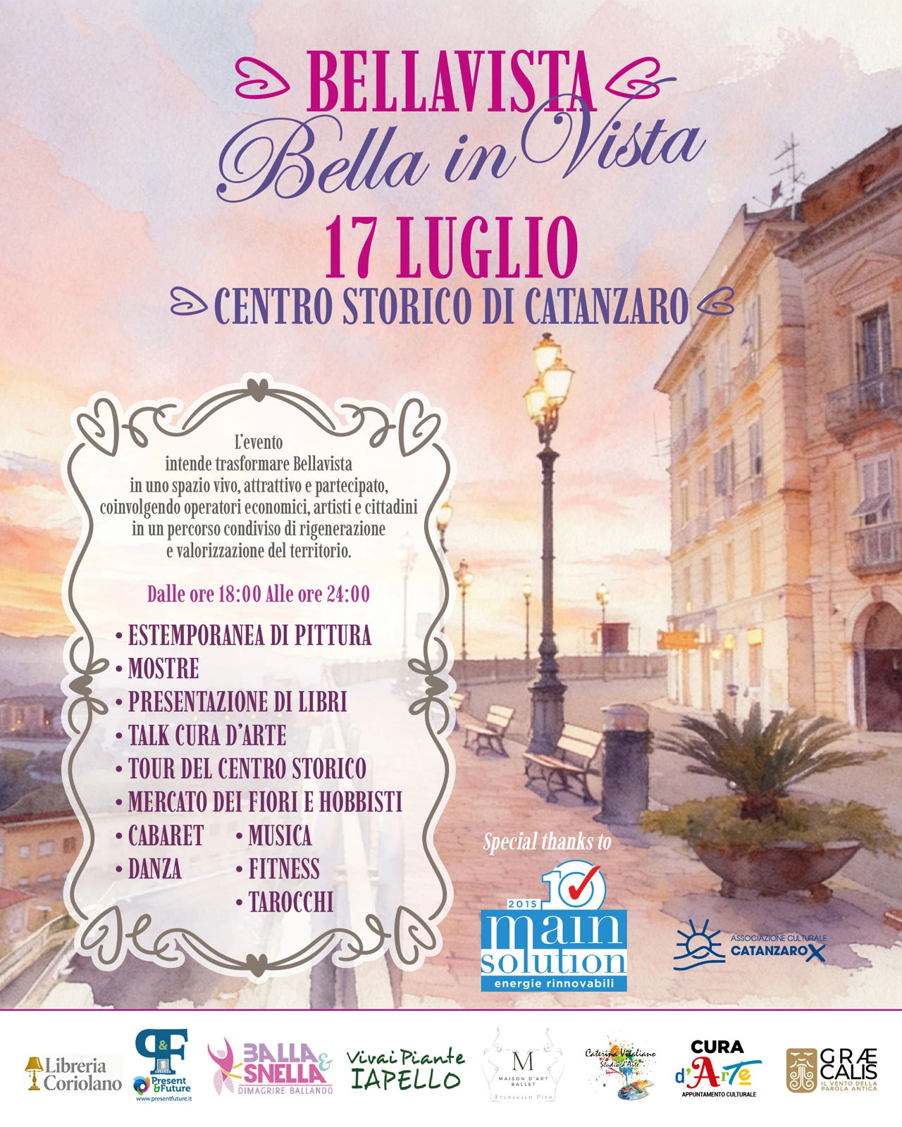 "Bellavista - Bella in vista", una giornata di eventi per valorizzare la terrazza panoramica di Catanzaro