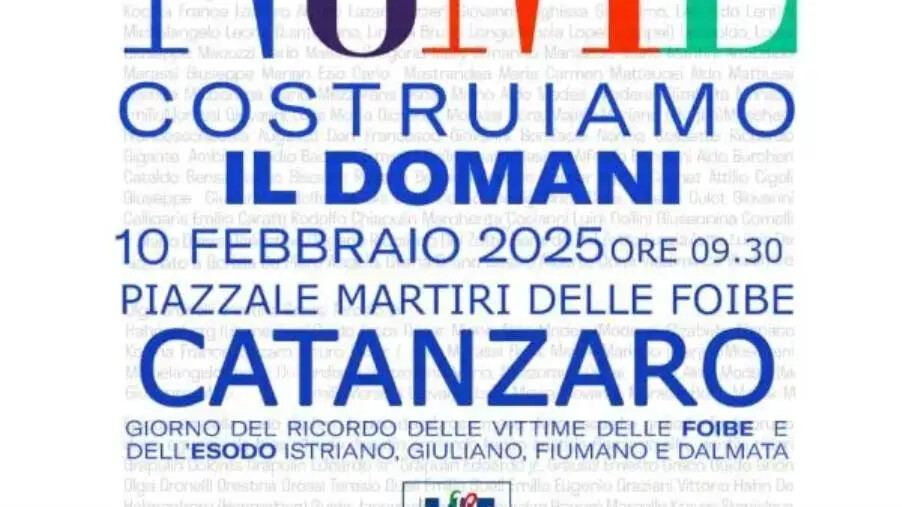 images Catanzaro celebra il “Giorno del Ricordo”: domani a Lido un omaggio alle vittime delle Foibe