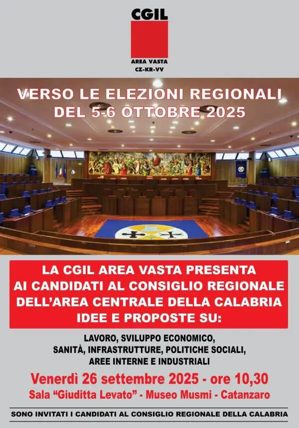 images Regionali, la Cgil organizza per venerdì un confronto con i candidati su sanità, lavoro e sviluppo