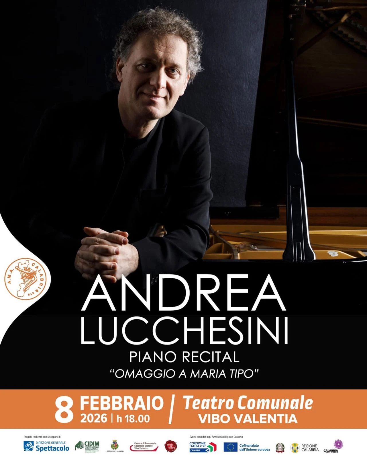 AMA Calabria, Andrea Lucchesini in recital al Teatro Comunale di Vibo Valentia