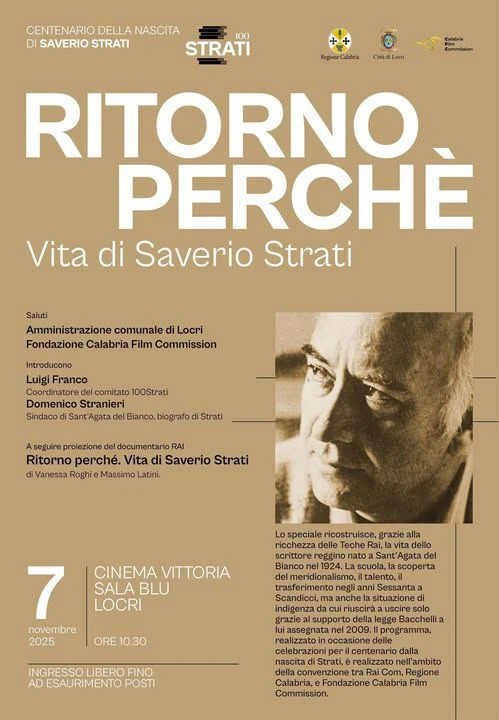 A Locri il centenario di Saverio Strati con la proiezione del documentario RAI "Ritorno perché"